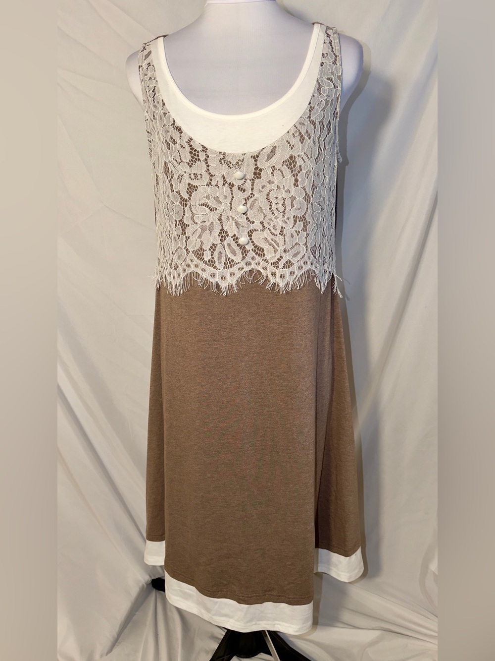 Noracora Sleeveless Lace Overlay Knit Dress
